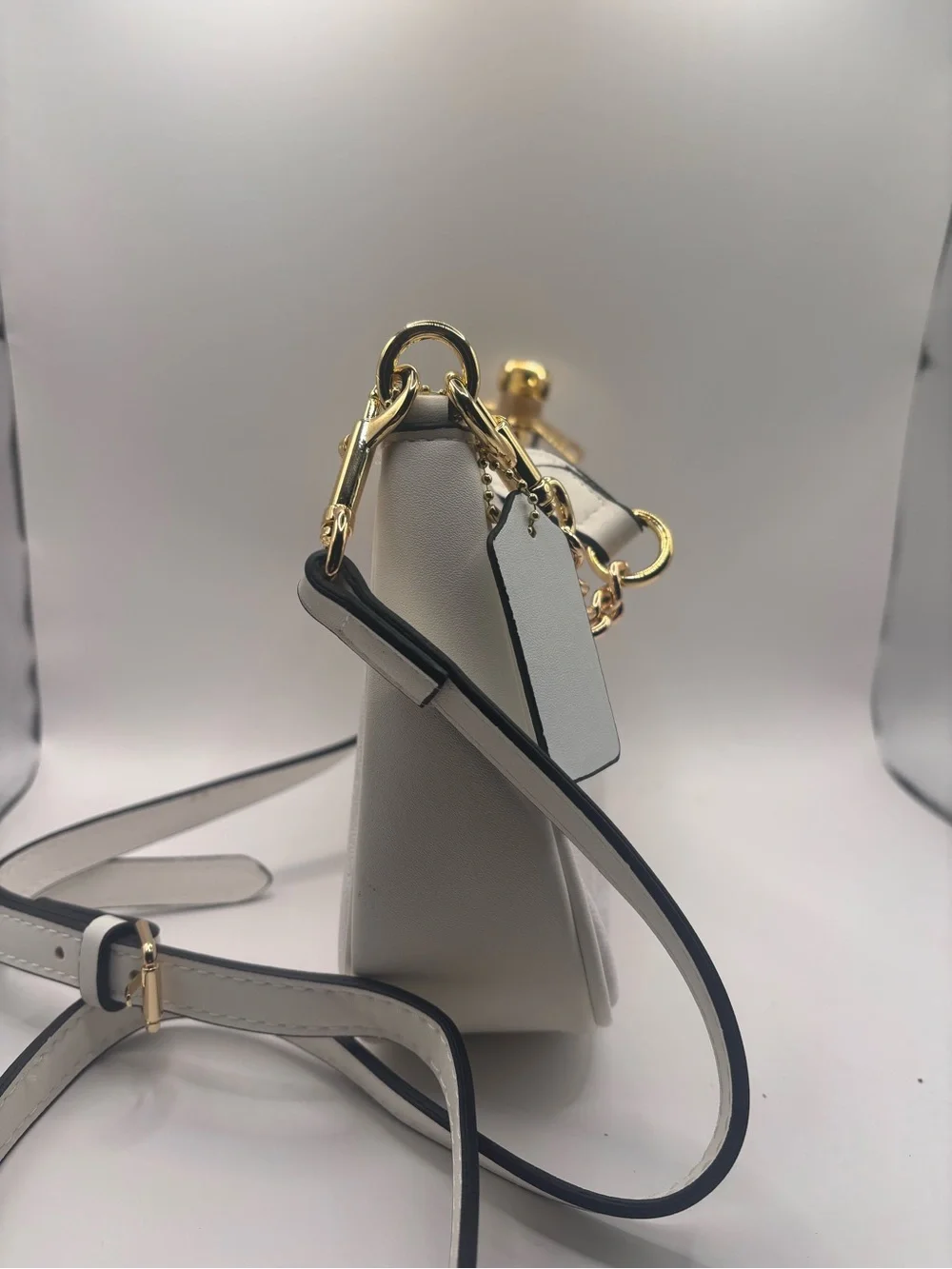 Coach White Signature Crossbody with Gold-Tone Hardware
